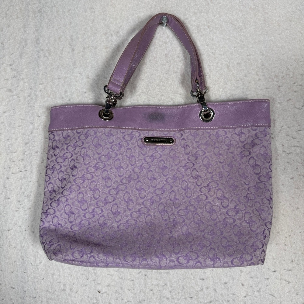 Rosetti Lavender Purple Monogram Print Shoulder Tote Bag